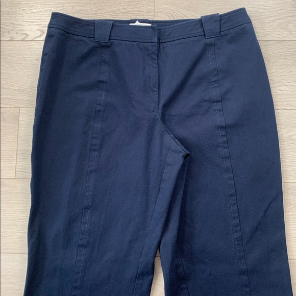 St. John Sport Navy Cotton High Waisted Wide Leg Trouser Pants - Picture 4 of 10